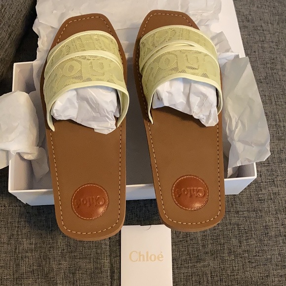 Chloe Woody Flat Mule Sandal in Lace - Picture 3 of 11